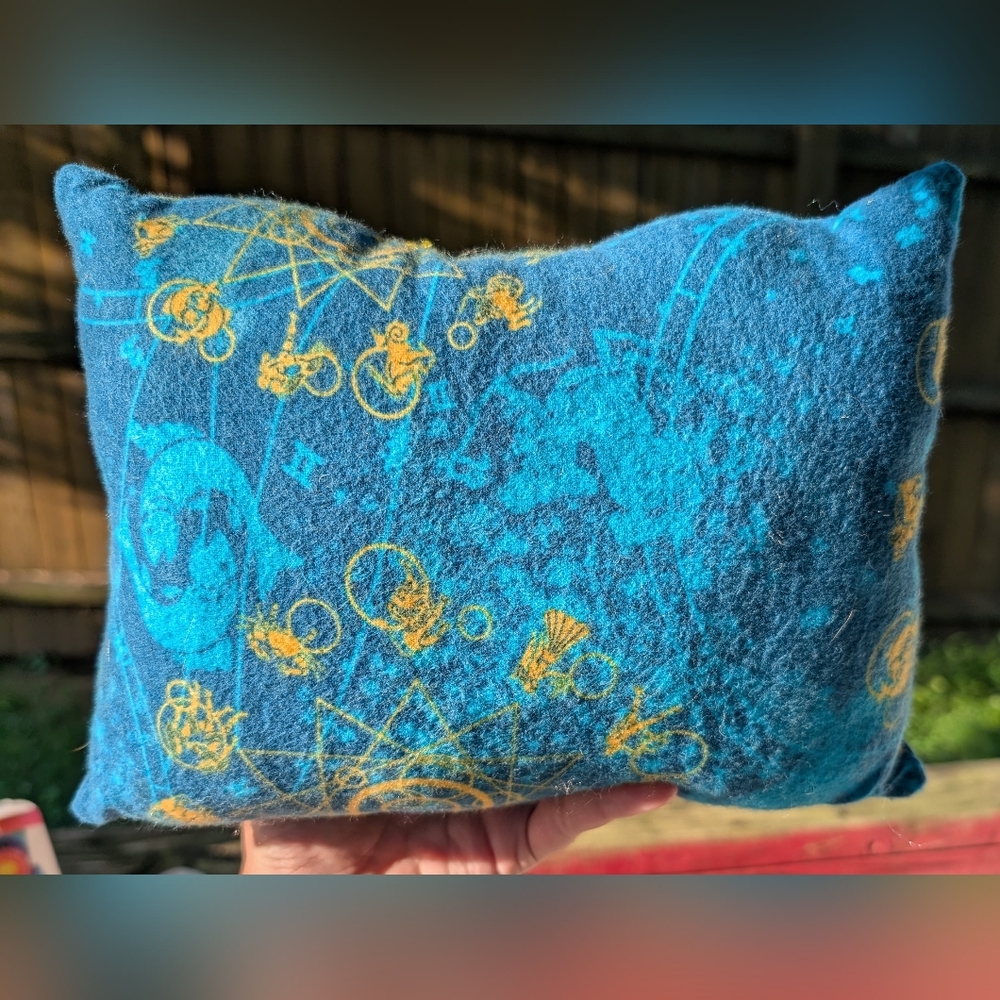 Blue and Yellow Zodiac Patterned Pillow
